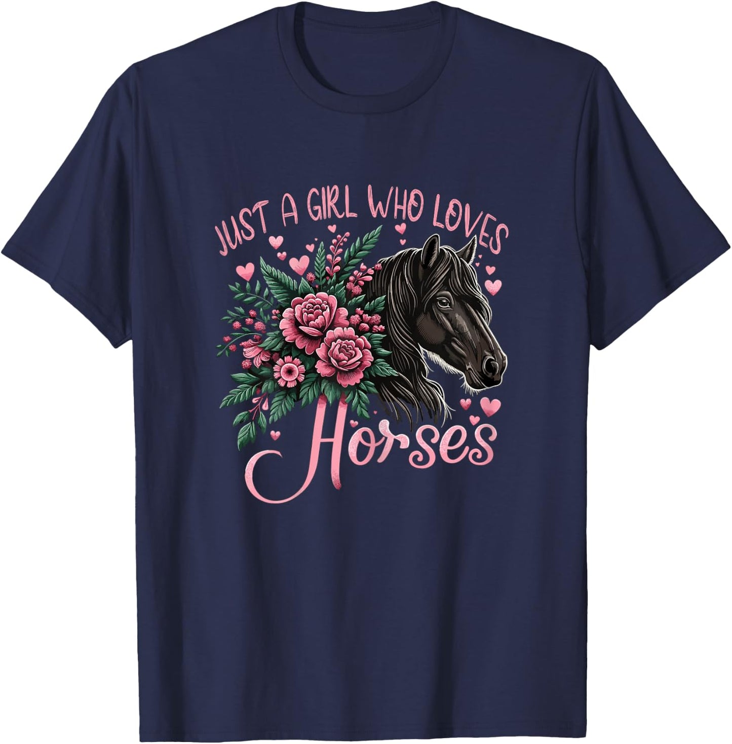 Just A Girl Who Loves Horses Vintage Horse T-Shirt - T-Shirt | Navy