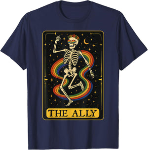 The Ally Tarot Card Skeleton LGBTQ Gay Pride Equality T-Shirt - T-Shirt | Navy