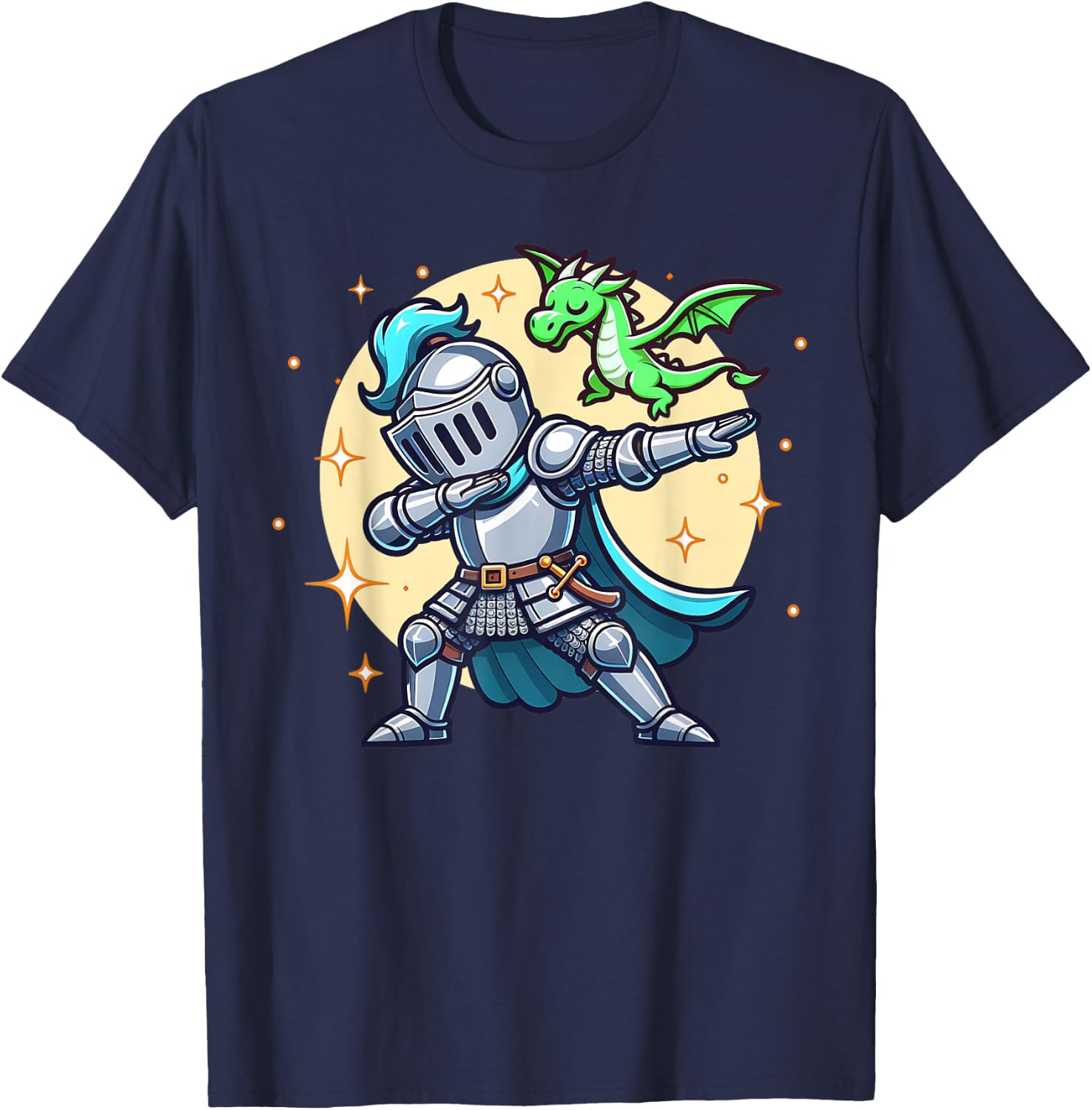 Ren Faire Dabbing Medieval Knight Dragon Funny Renaissance T-Shirt - T-Shirt | Navy