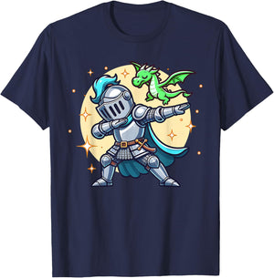 Ren Faire Dabbing Medieval Knight Dragon Funny Renaissance T-Shirt - T-Shirt | Navy