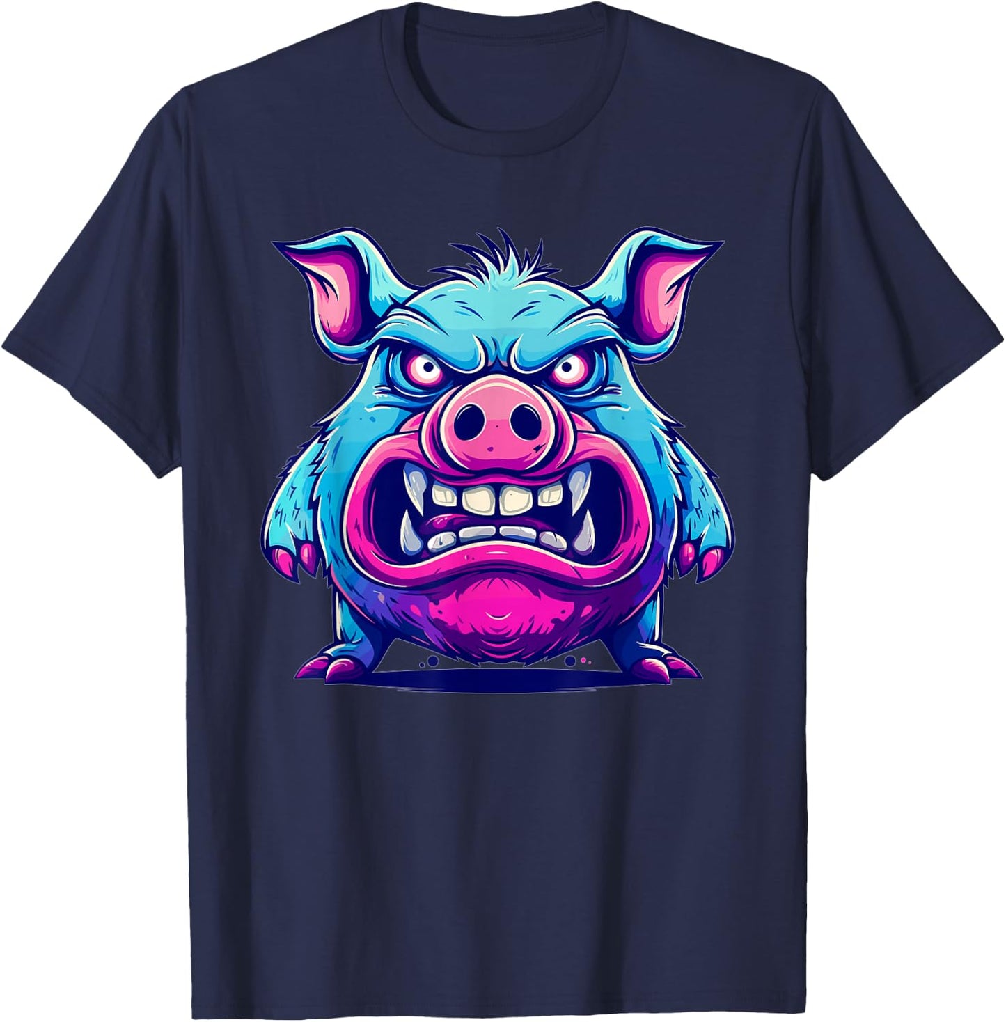 Angry Pig I Colorful Pig T-Shirt - T-Shirt | Navy