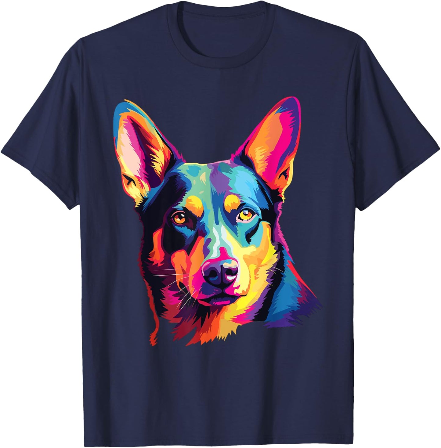 Watercolor Colorful Australian Kelpie Dog Women Kids T-Shirt - T-Shirt | Navy