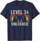 Gaming Vintage 34th Birthday Gift 34 Year Old Boy Girl Gamer T-Shirt - T-Shirt | Navy