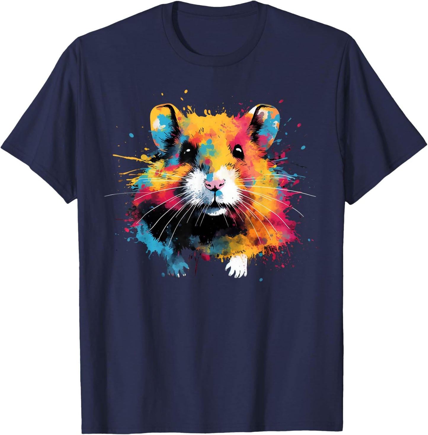 Cool Hamster on Colourful Painted Hamster , black T-Shirt - T-Shirt | Navy