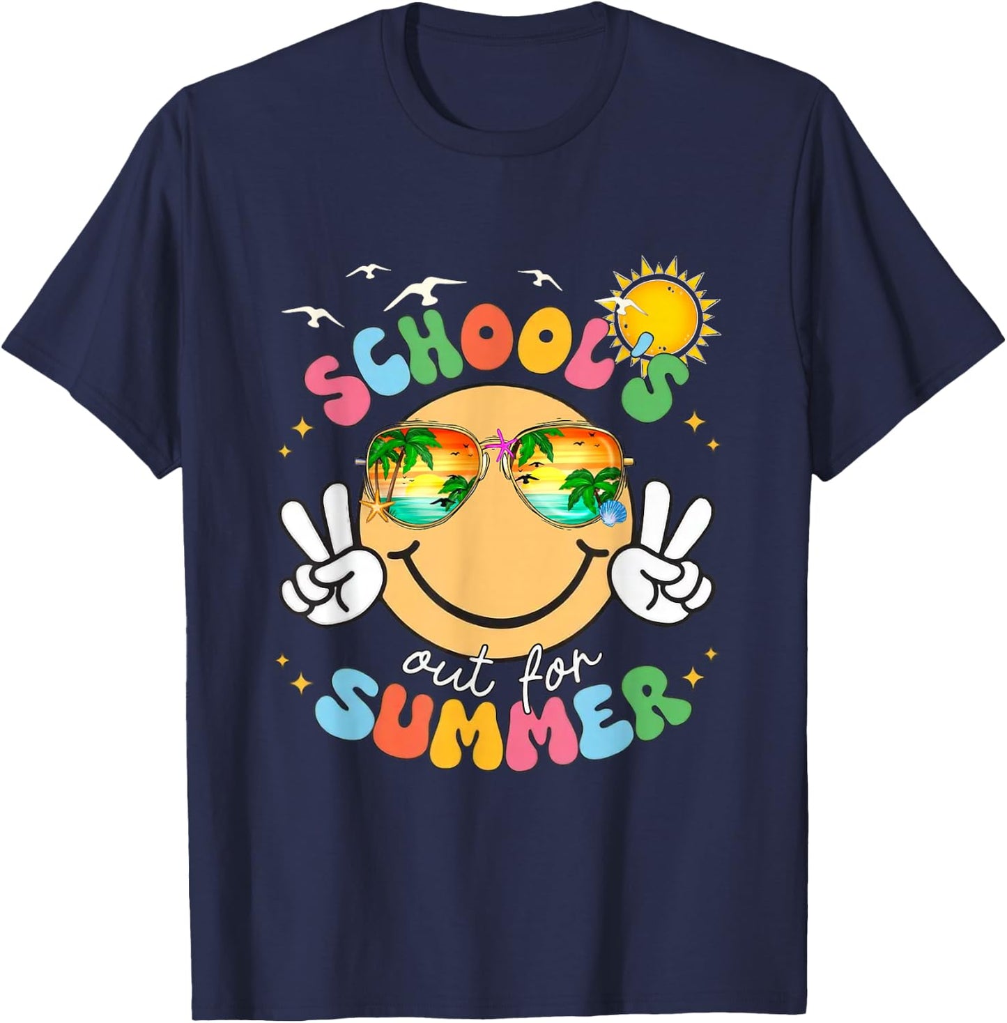 Funny School's Out for Summer Teachers Last Day of School T-Shirt - T-Shirt | Navy
