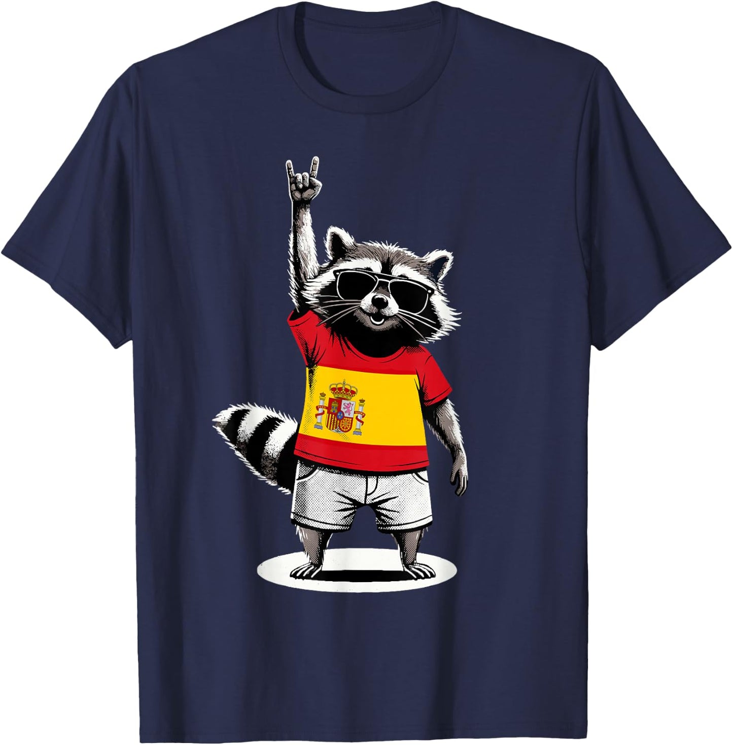 Spanische Flagge Waschbär Lustig Spanien T-Shirt - T-Shirt | Navy