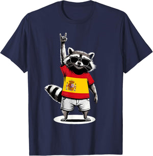 Spanische Flagge Waschbär Lustig Spanien T-Shirt - T-Shirt | Navy