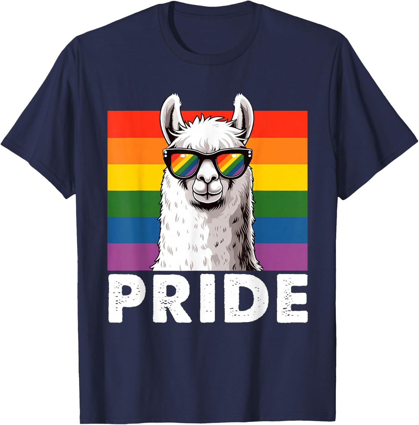 Llama Pride Gay Lesbian Resis Rainbow Flag Transsexual LGBT T-Shirt - T-Shirt | Navy