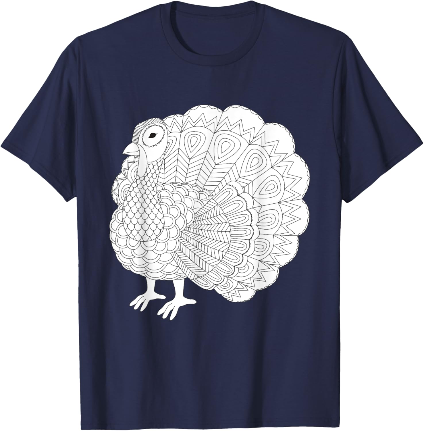 Fall Thanksgiving Turkey Color Your Own Shirt Colorific T-Shirt - T-Shirt | Navy