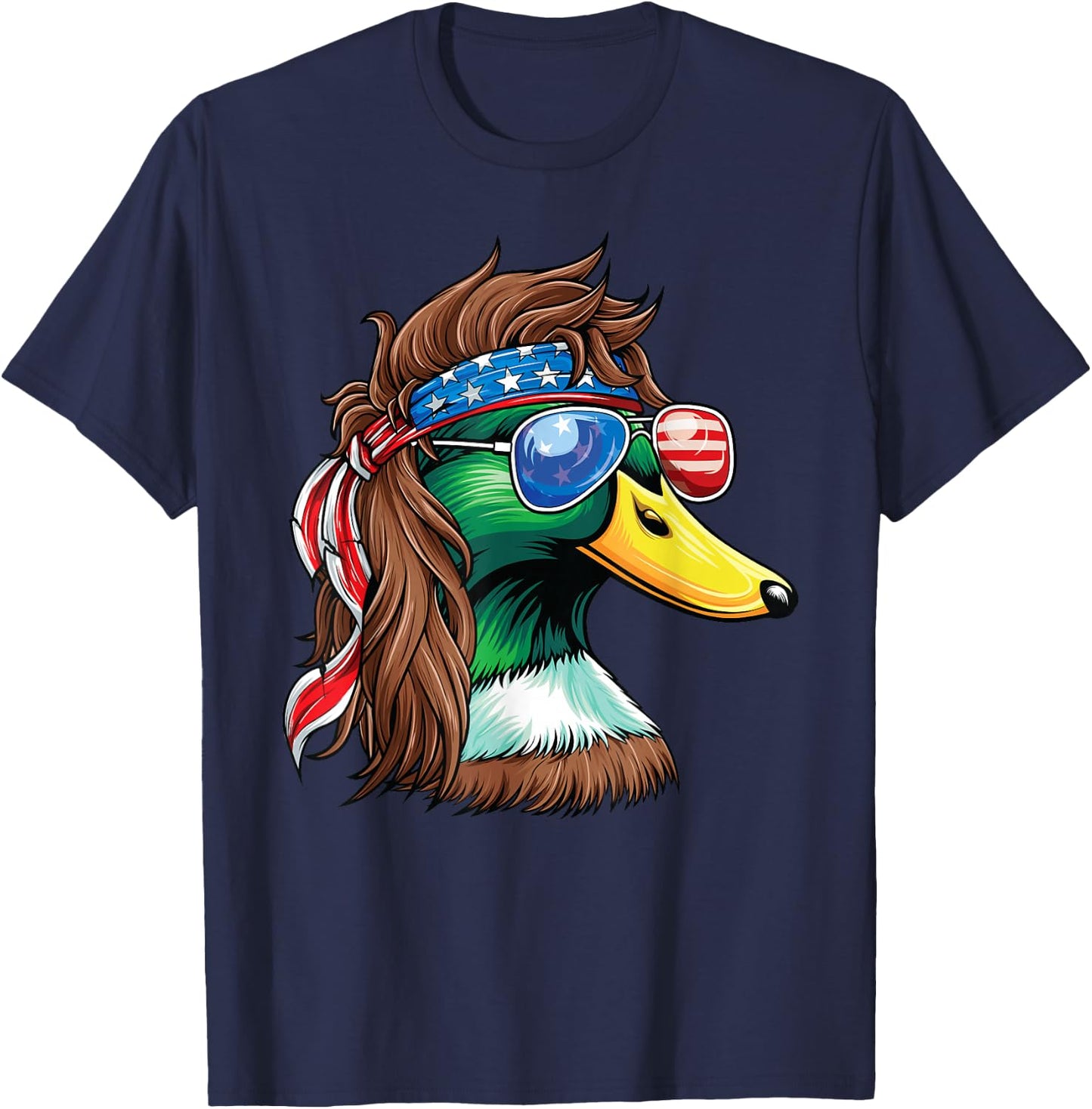 4th of July Duck Shirt USA Flag Funny Patriotic Duck T-Shirt - T-Shirt | Navy