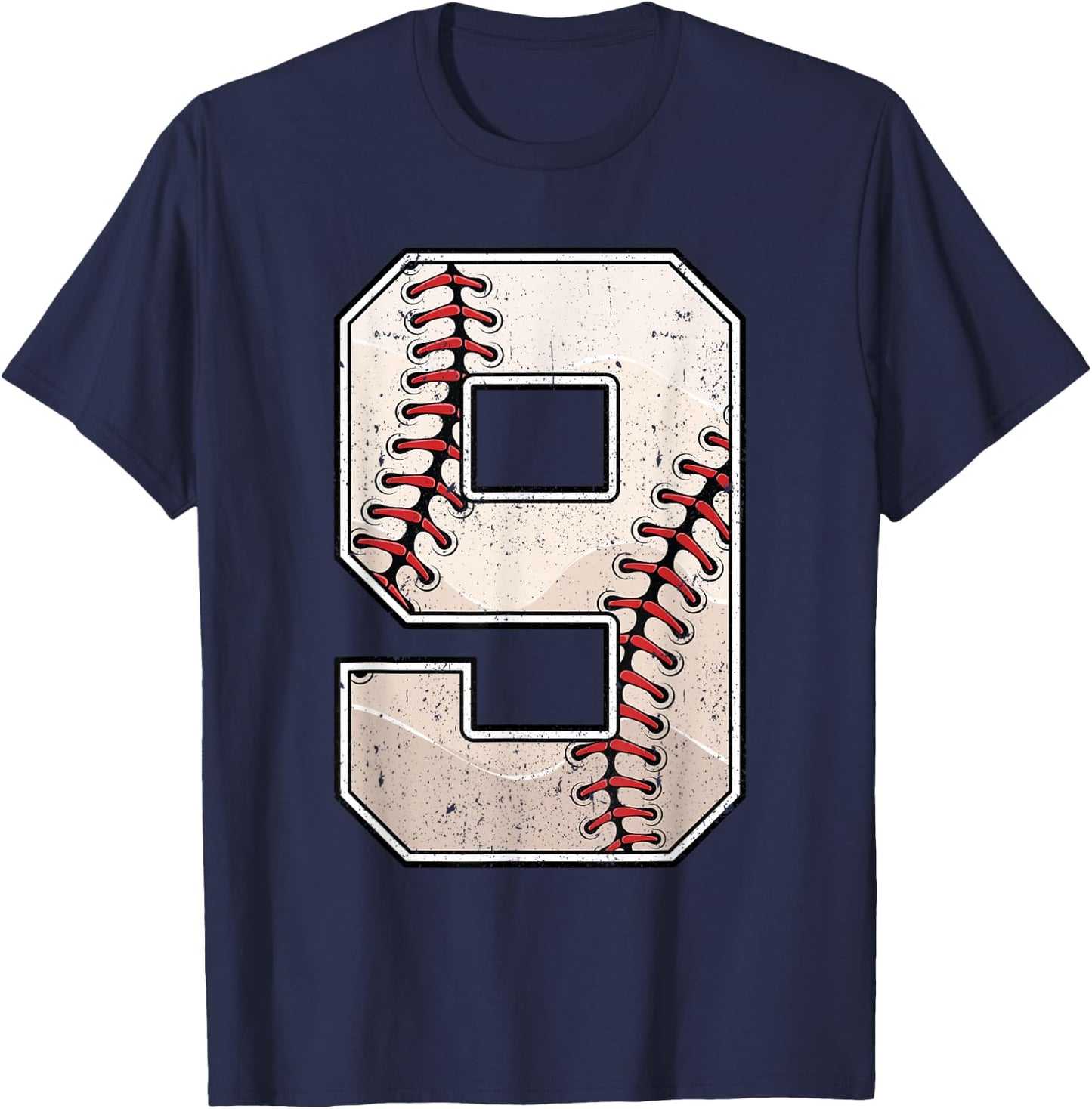 Baseball Birthday Boy Nine 9 Years Old Ninth 9th Bday Party T-Shirt - T-Shirt | Navy