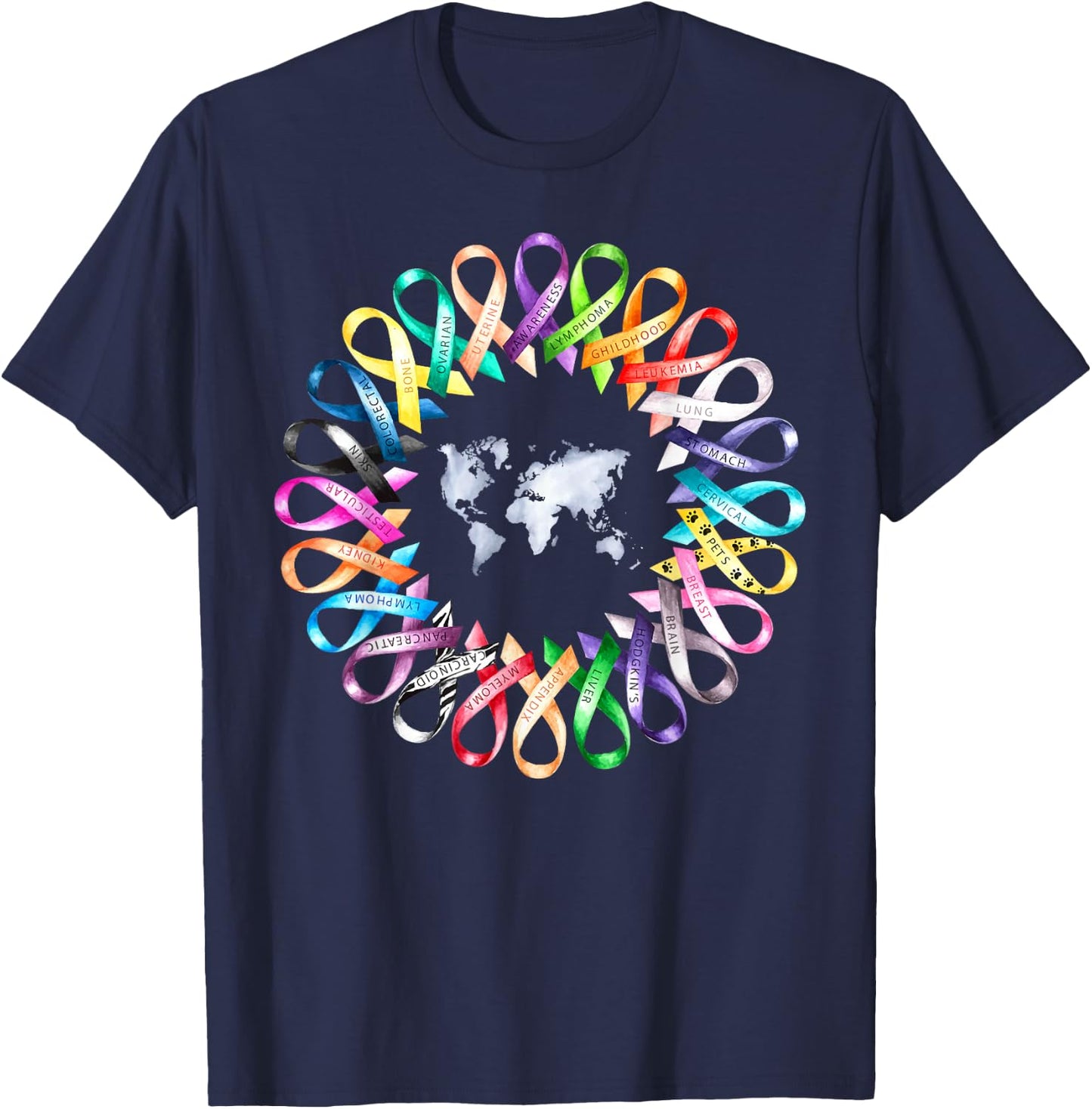 Cancer Sucks In Every Color Shirt Caner Ribbon Colors T-Shirt - T-Shirt | Navy