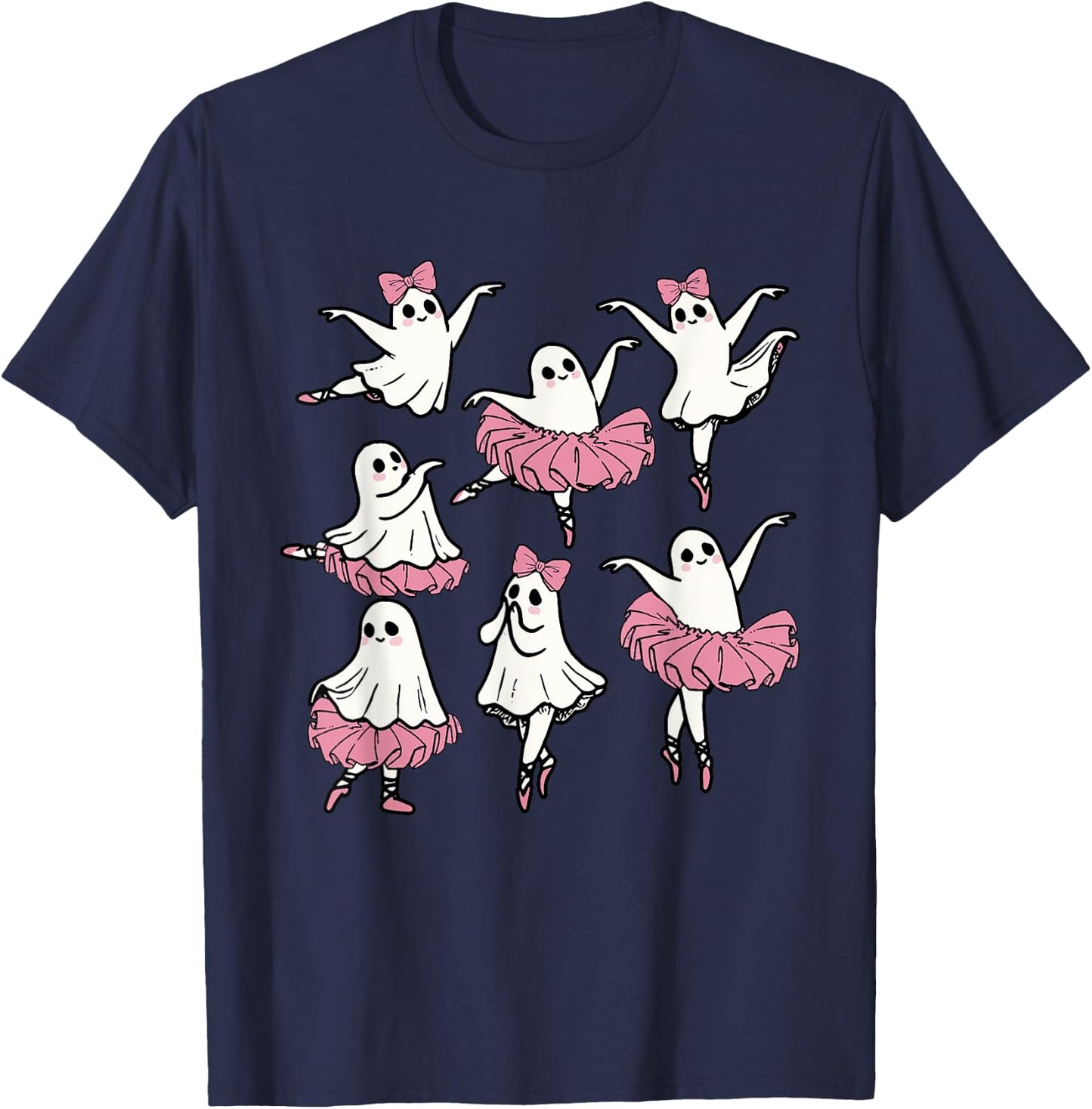 Ballet Ghost Dancer Cute Boo Dancing Halloween T-Shirt - T-Shirt | Navy