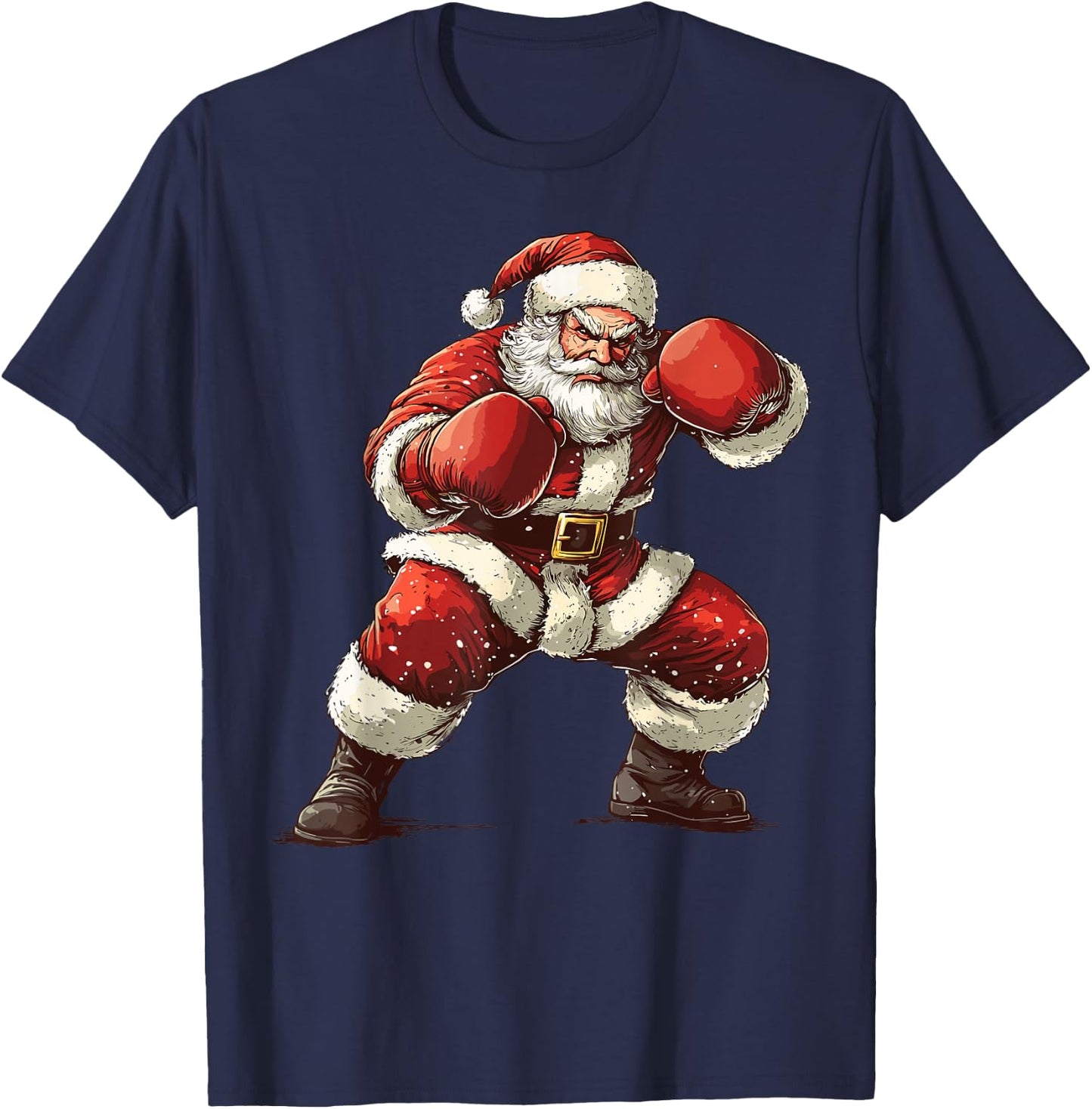 Santa Boxing Xmas MMA Muay Thai Lover Boxer Christmas T-Shirt - T-Shirt | Navy