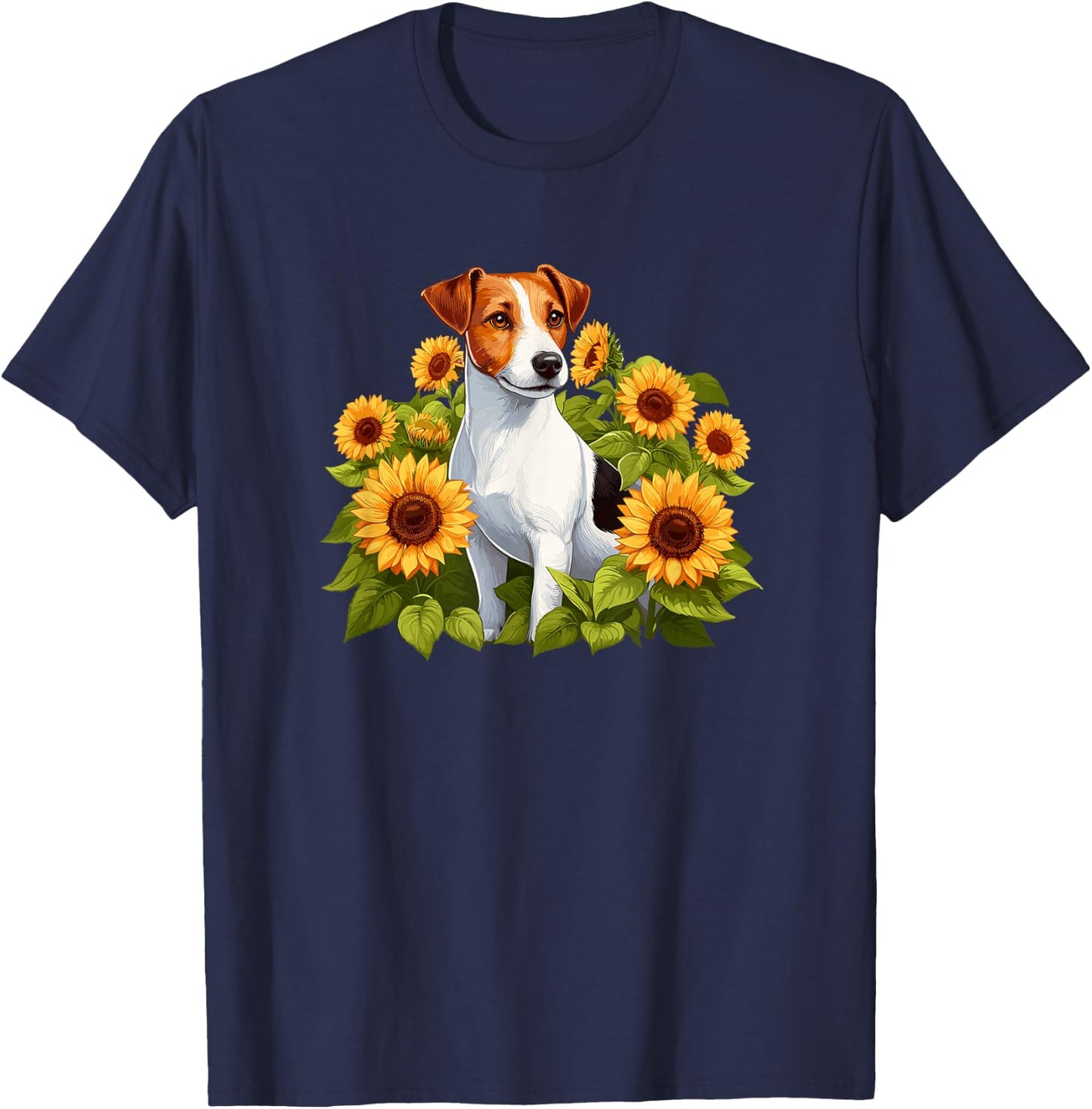 & Girls Lover Mom Sunflowers Jack Russell Terrier T-Shirt - T-Shirt | Navy
