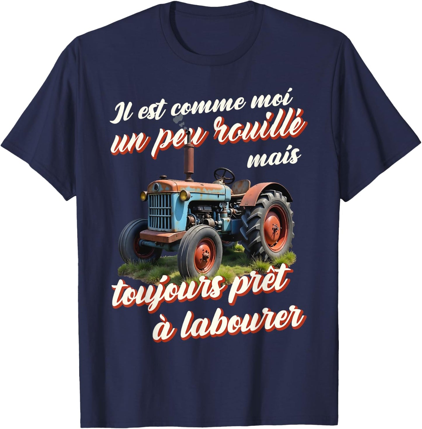 Tractor farmer gift old tractor old humor , Black, S T-Shirt - T-Shirt | Navy