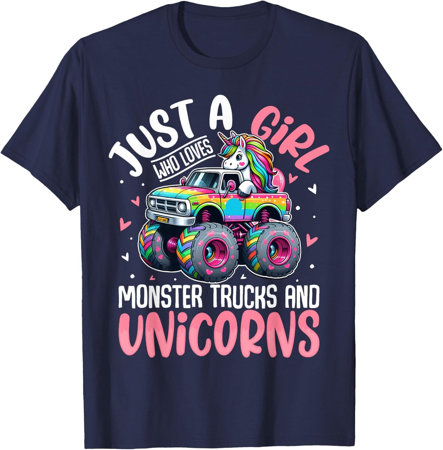 Just a Girl Who Loves Monster Trucks And Unicorns Toddler T-Shirt - T-Shirt | Navy