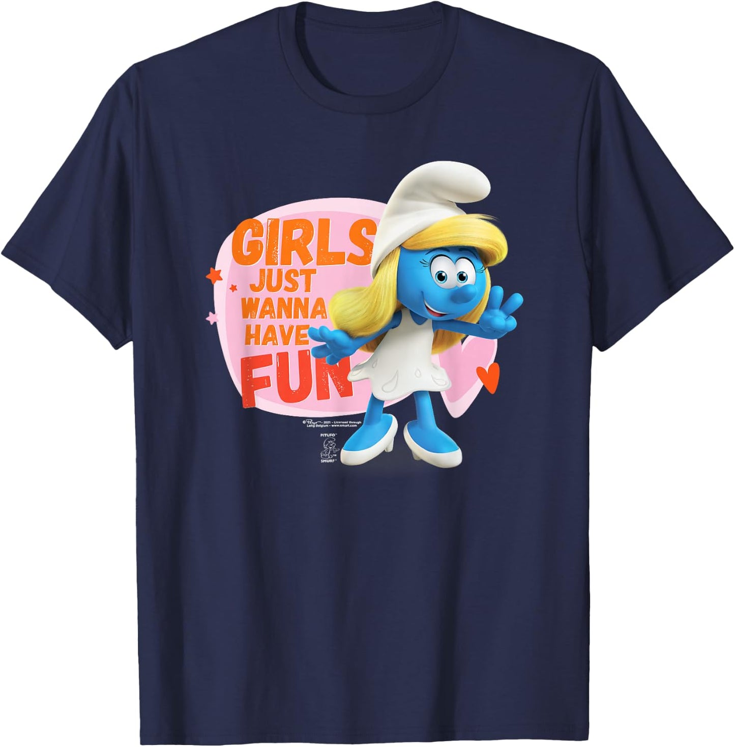 The Smurfs Smurfette Girls Just Wanna Have Fun T-Shirt - T-Shirt | Navy