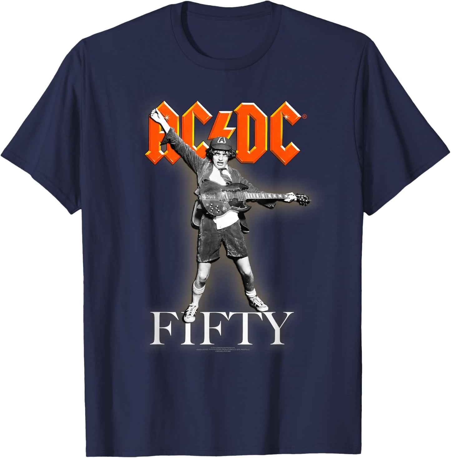 AC/DC - 50 Years of Covers, Black T-Shirt - T-Shirt | Navy