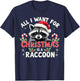 Xmas Lighting Santa I Want For Christmas Is A Raccoon T-Shirt - T-Shirt | Navy