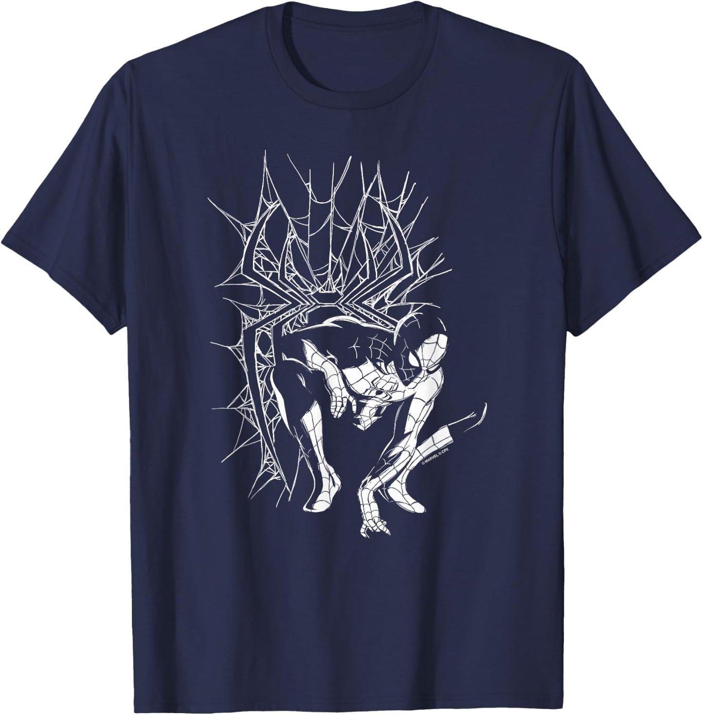 Marvel Spider-Man Day Line Art Spidey Pose T-Shirt - T-Shirt | Navy