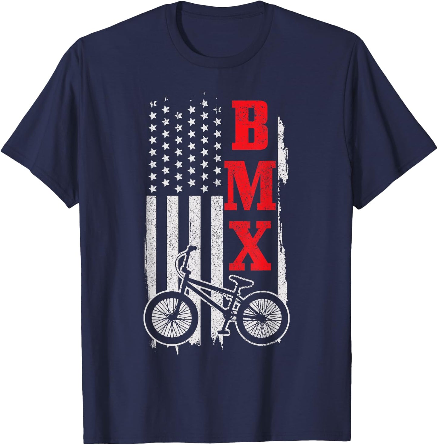 BMX American Flag Patriotic Bike T-Shirt - T-Shirt | Navy