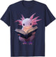 Axolotl Bookworm Reading Book Funny Kawaii Graphic T-Shirt - T-Shirt | Navy