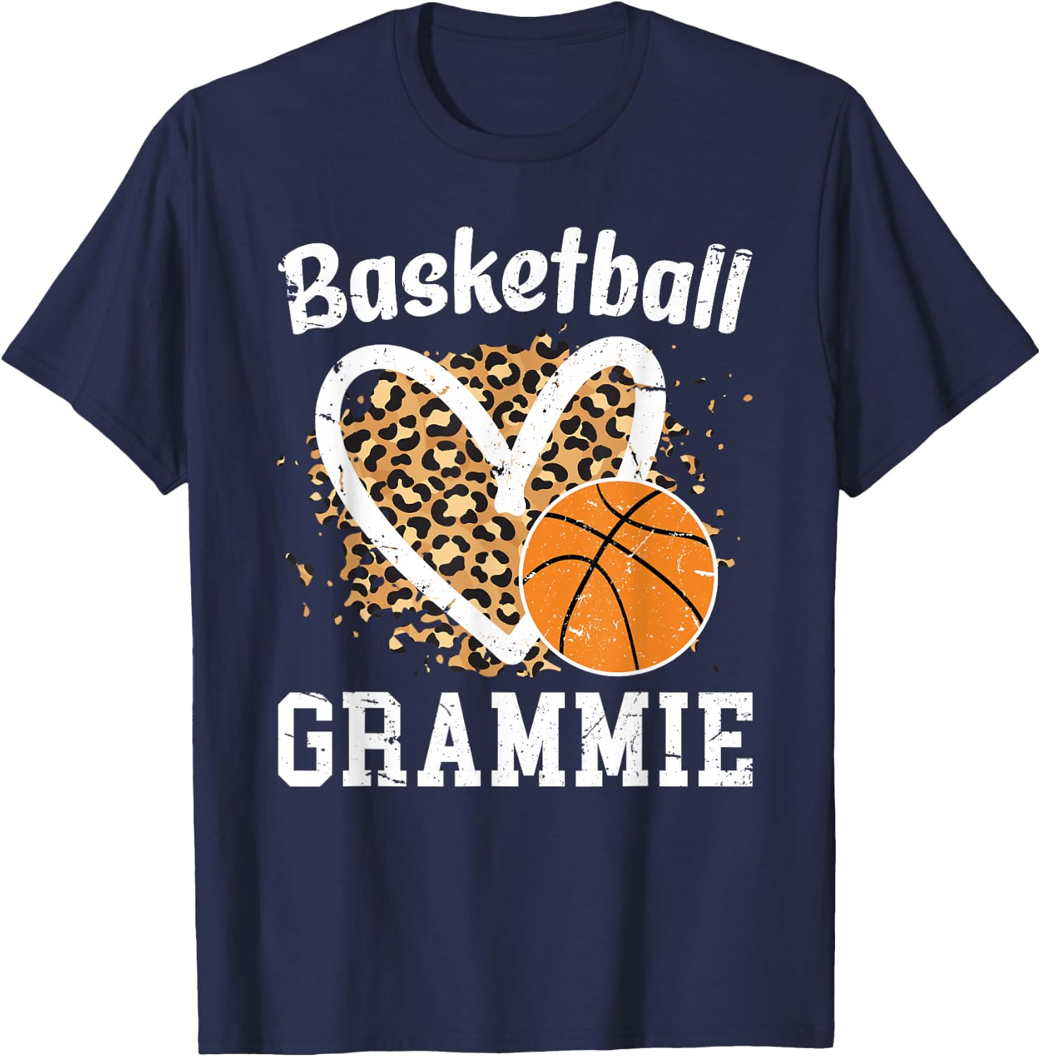 Basketball Grammie Leopard Grammie Of A Basketball Player T-Shirt - T-Shirt | Navy