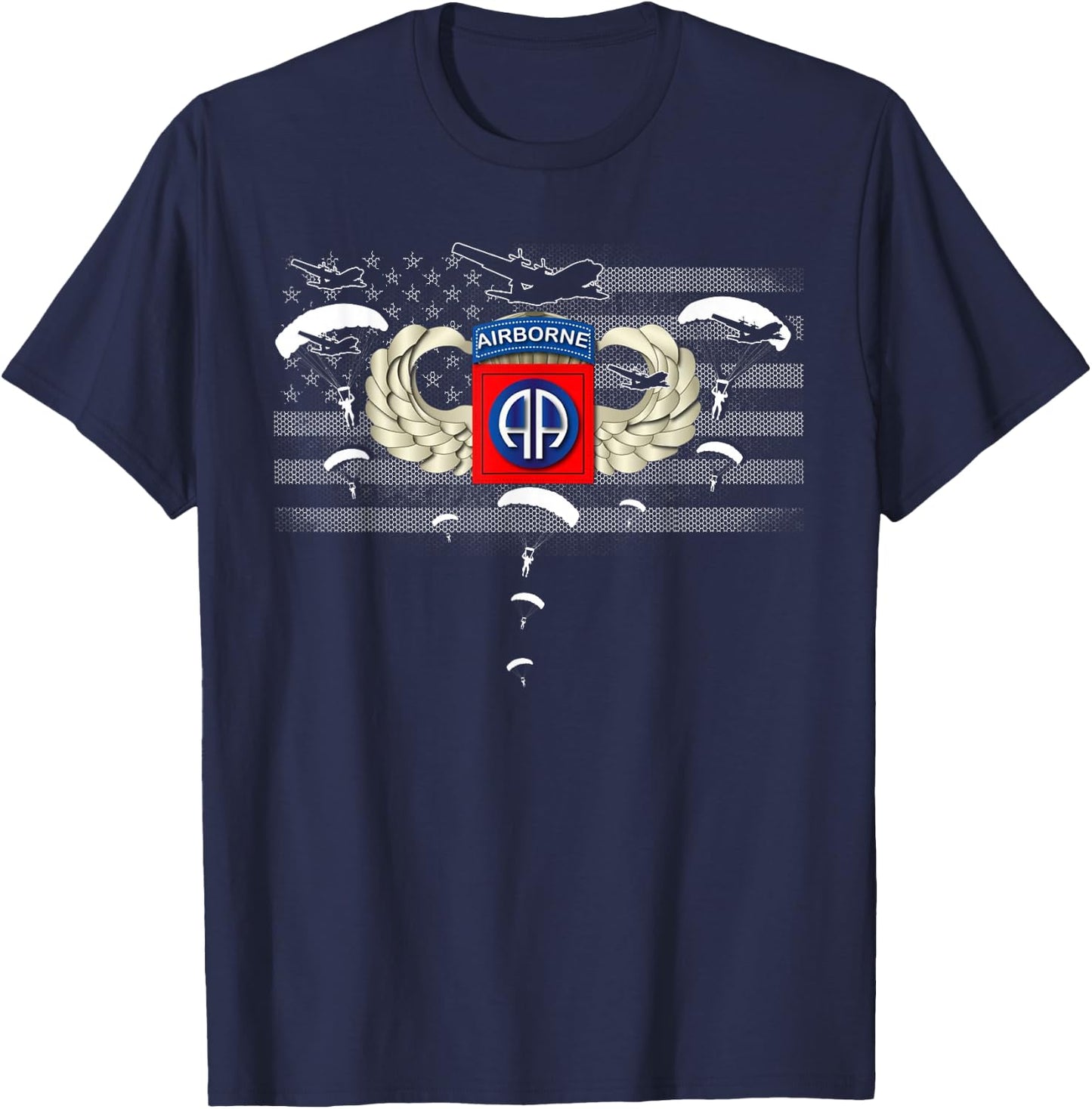 82nd Army Airborne Division Flag Patriotic , Veterans Day Women Men T-Shirt - T-Shirt | Navy