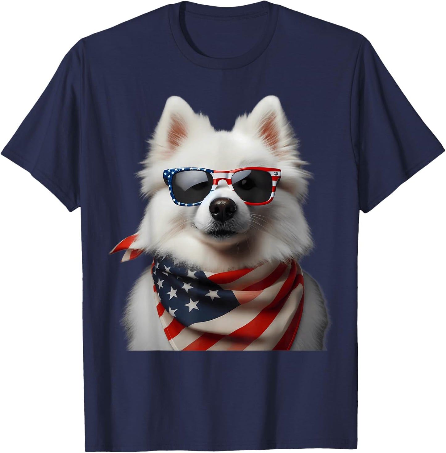 American Eskimo Dog 4th Of July American Independence Day T-Shirt - T-Shirt | Navy
