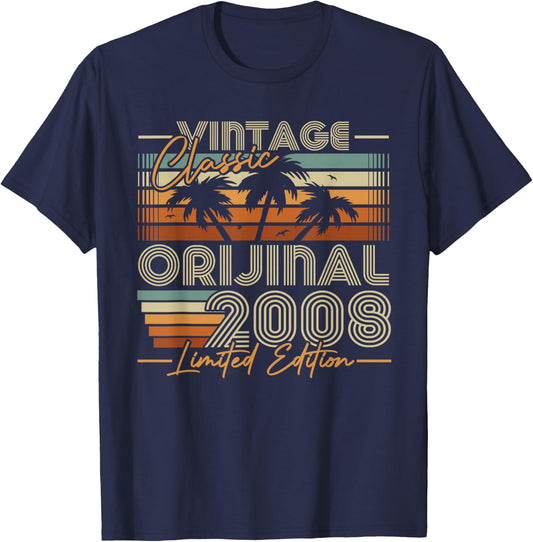 Vintage 2008 Rétro Cadeau 18 Ans Anniversaire Garçons Filles T-Shirt - T-Shirt | Navy