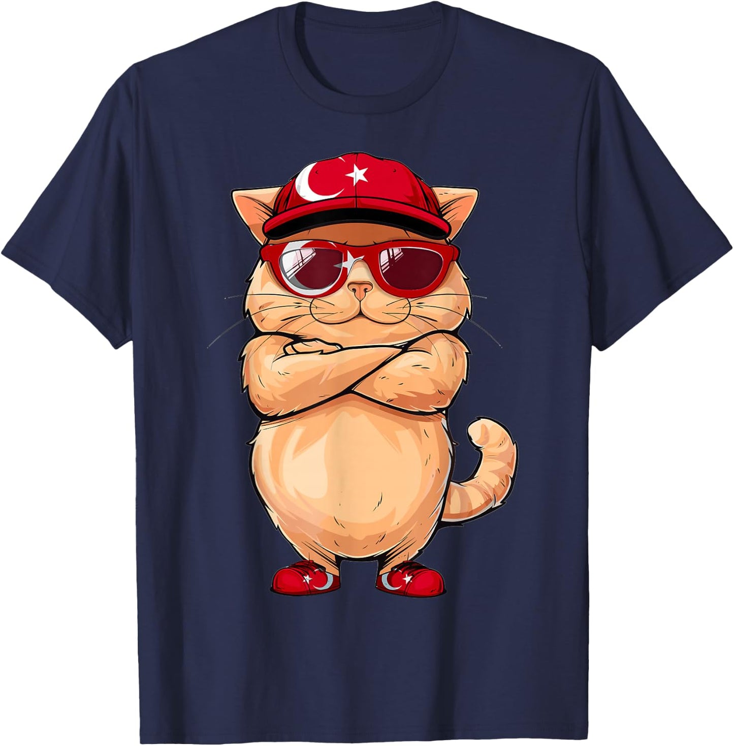 Turkish Flag Cat Mom Souvenirs Products Kitten Turkey T-Shirt - T-Shirt | Navy
