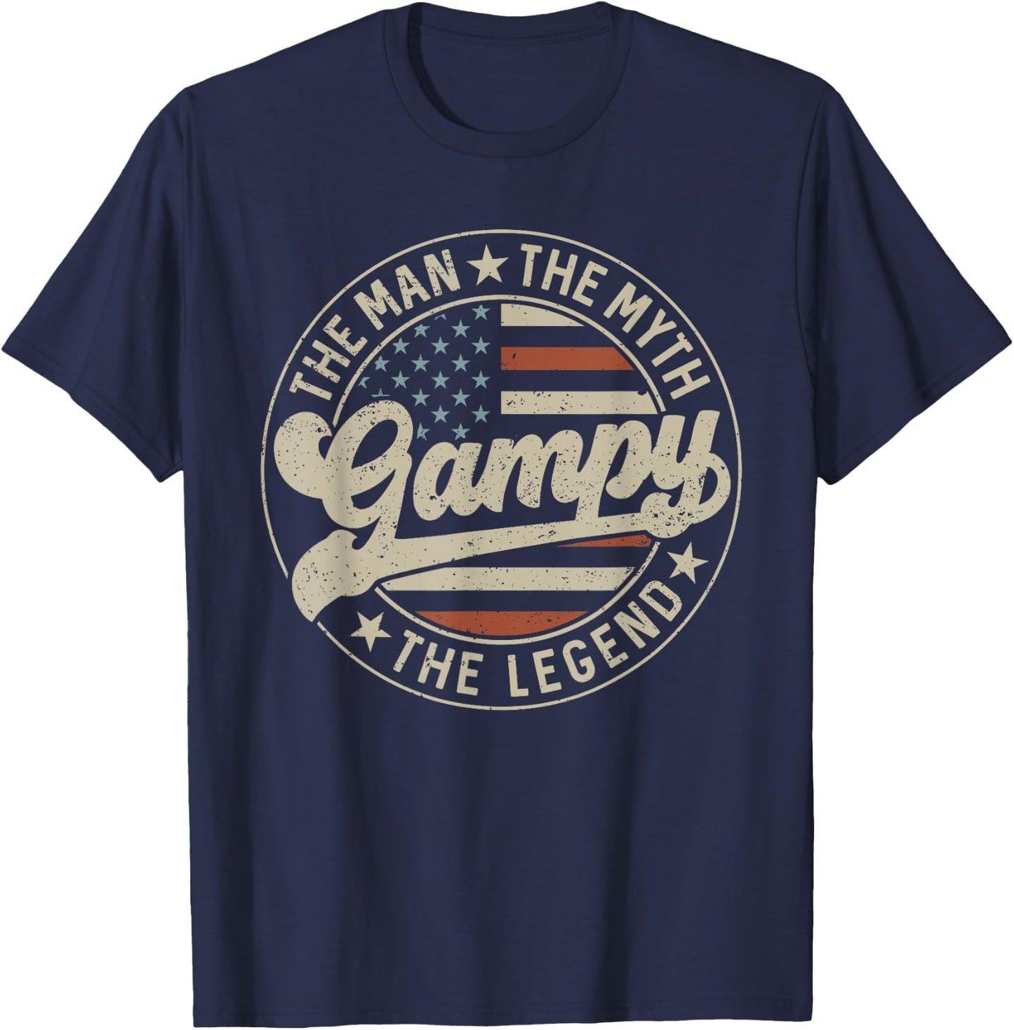 Gampy The Man The Myth The Legend Us Flag Father's Day T-Shirt - T-Shirt | Navy