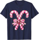 Christmas Candy Cane Coquette Bow Xmas Holiday Women Girls T-Shirt - T-Shirt | Navy