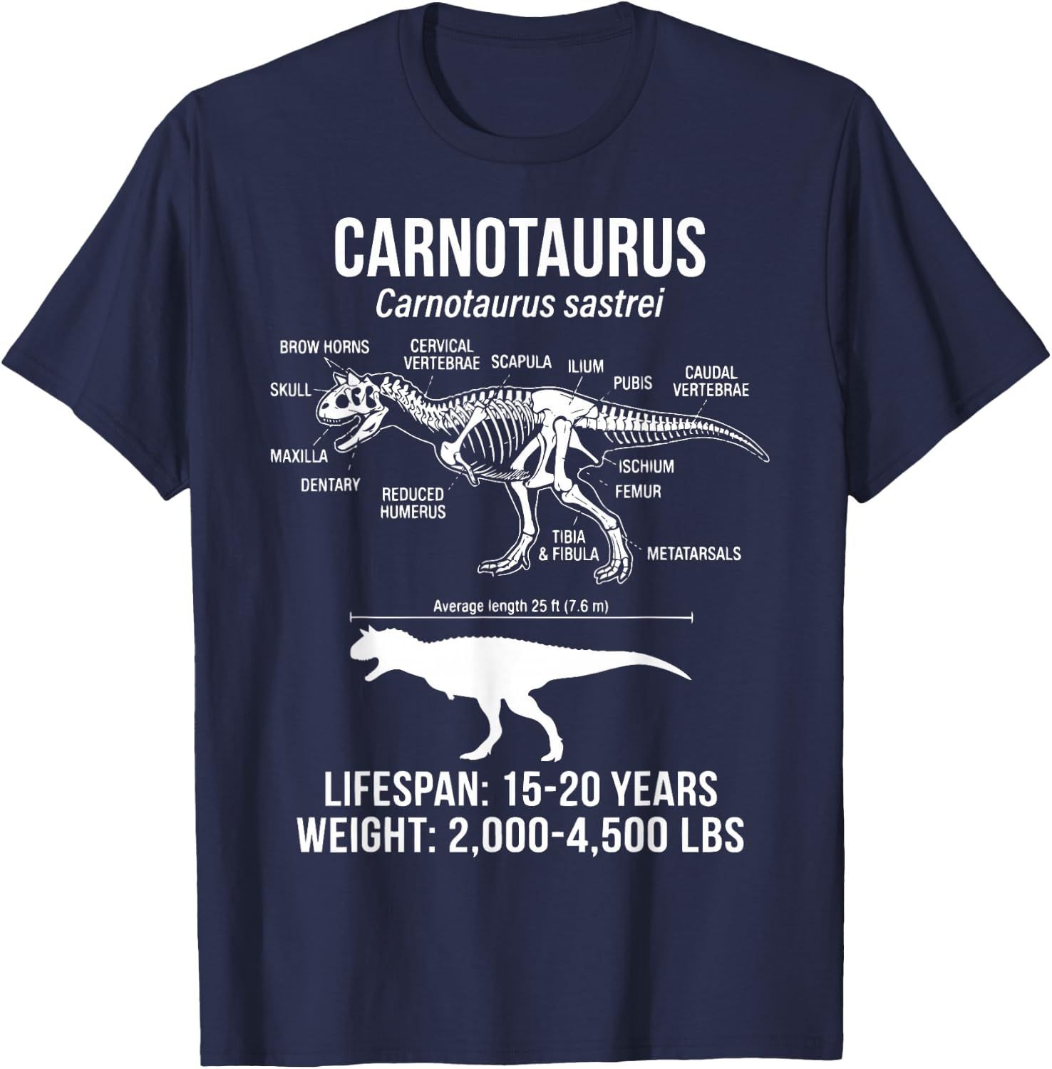 Carnotaurus Diagram Paleontology T-Shirt - T-Shirt | Navy