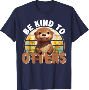 Be Kind to Otters For Otter's Day Otter Lover T-Shirt - T-Shirt | Navy