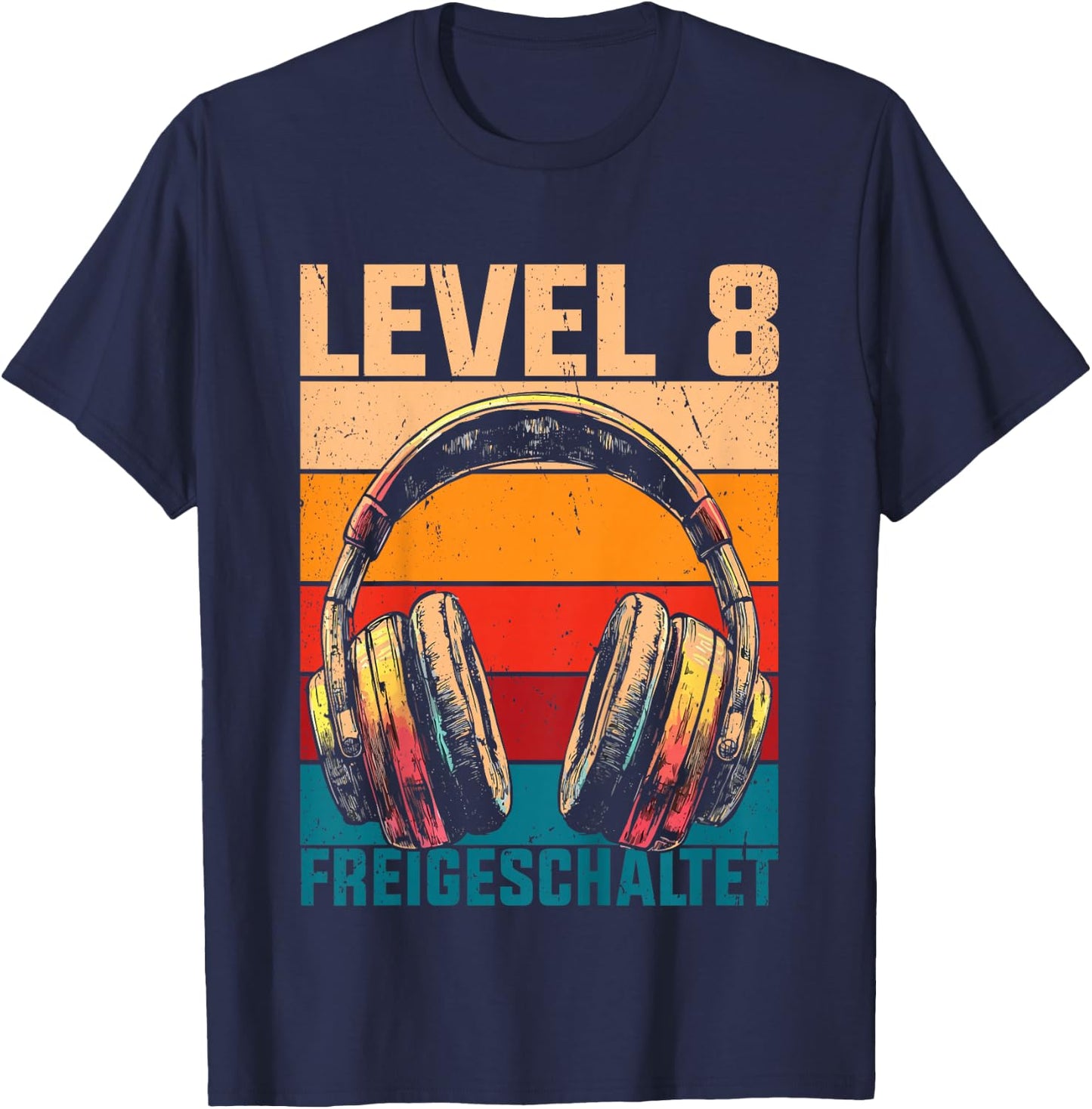 Kids 8th Birthday Boys Video Gamer Level 8 Unlocked Boys , black T-Shirt - T-Shirt | Navy
