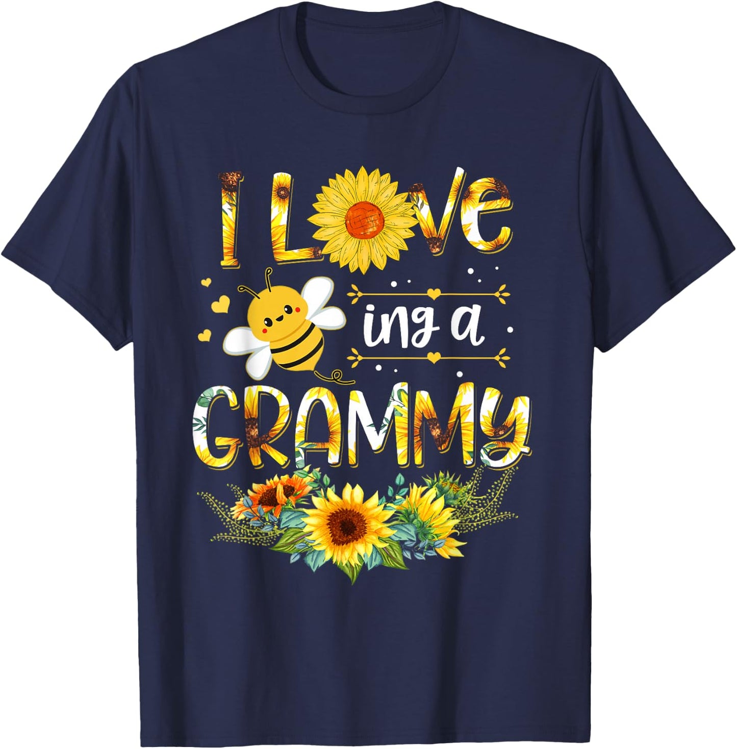 I Love Being A Grammy Sunflower Bee Mother's Day T-Shirt - T-Shirt | Navy