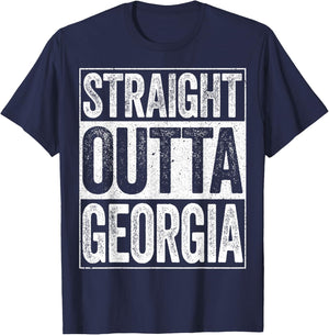 Straight Outta Georgia GA State Shirt T-Shirt - T-Shirt | Navy