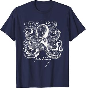 Jules Verne Signature - Sea Monster Octopus 2 - Fan T-Shirt - T-Shirt | Navy