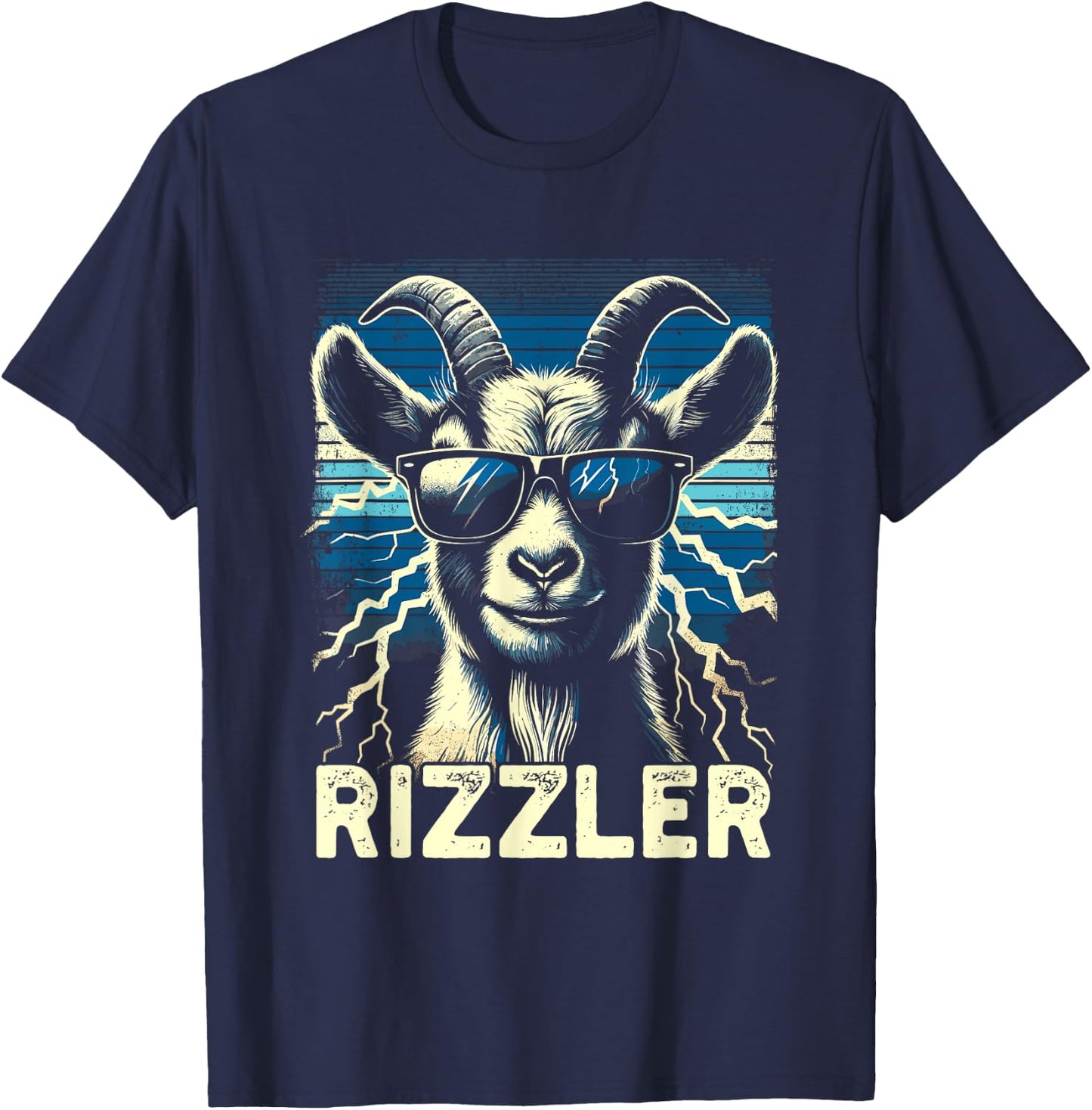 Rizz Rizzler Goat Funny Meme Quote T-Shirt - T-Shirt | Navy