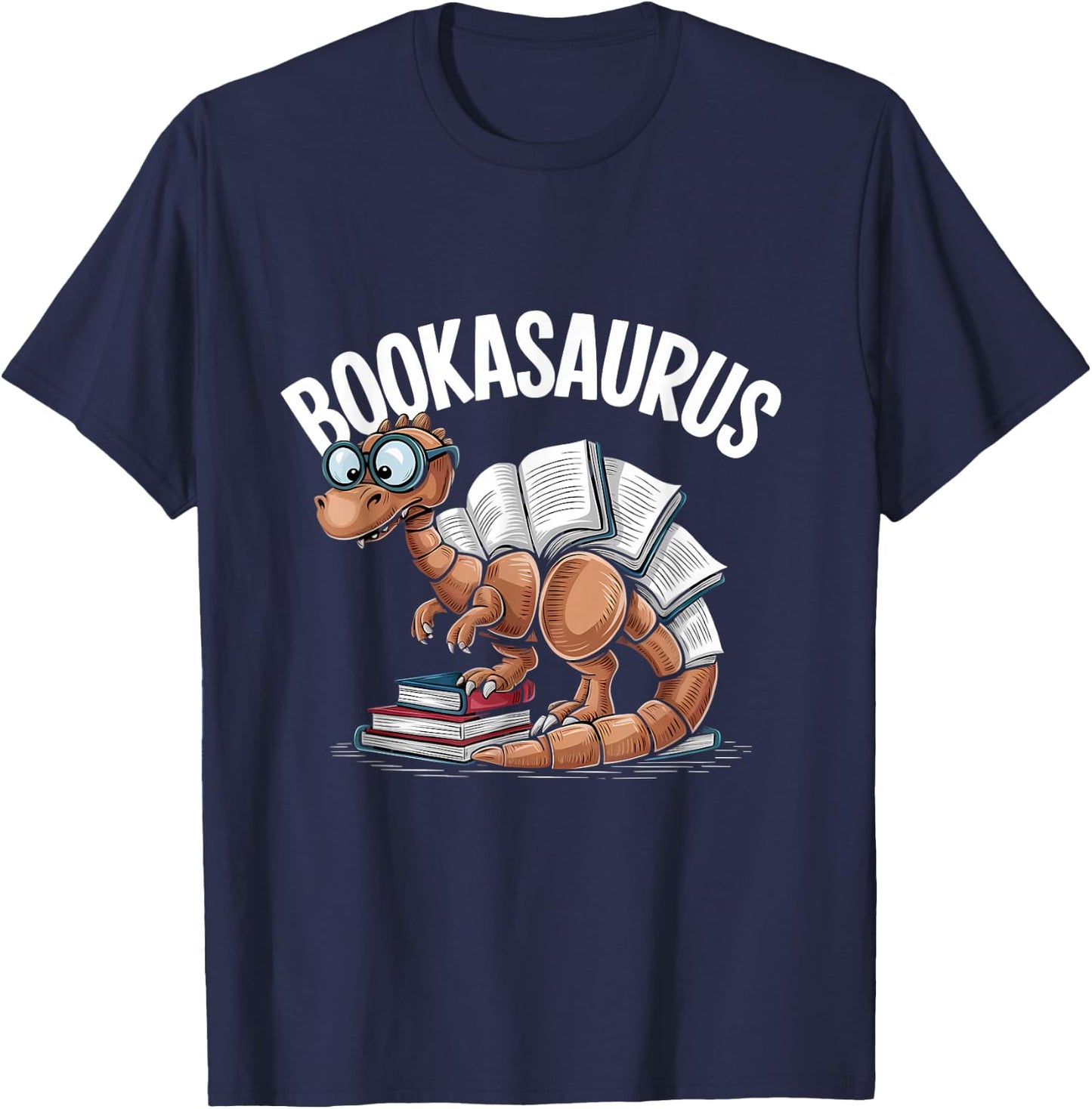 Book Dinosaur T-Rex Bookworm Dino Funny Book Reading T-Shirt - T-Shirt | Navy