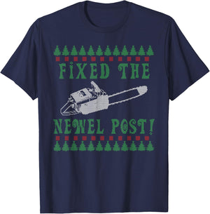 Funny Chainsaw Christmas Ugly Christmas Sweater T-Shirt - T-Shirt | Navy