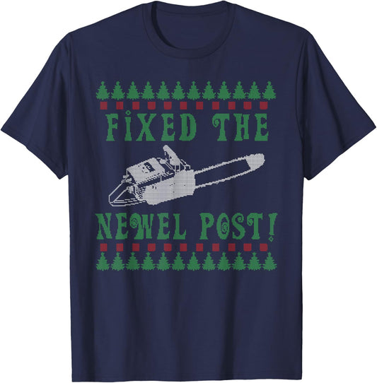 Funny Chainsaw Christmas Ugly Christmas Sweater T-Shirt - T-Shirt | Navy