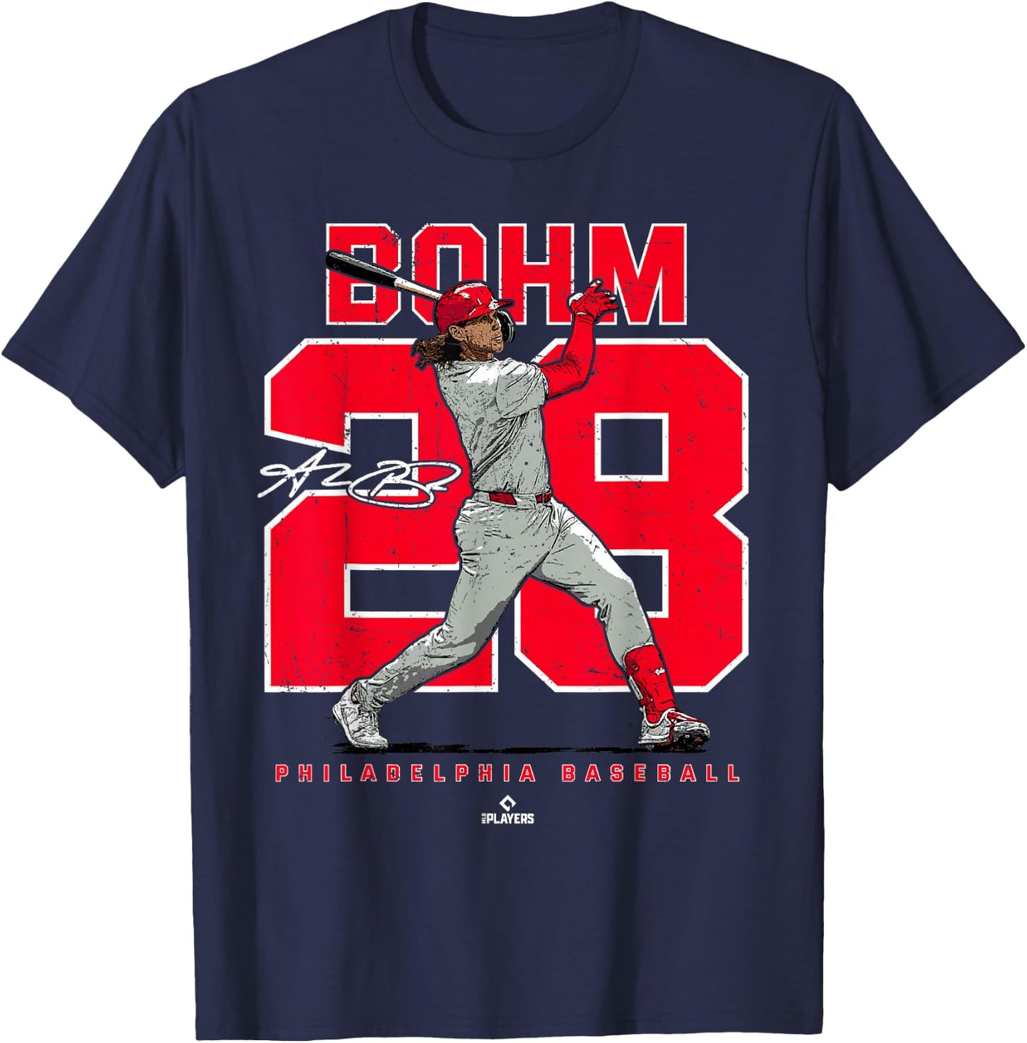 Ballpark MVP Number and Portrait Alec Bohm Philadelphia MLBPA , Small, Black T-Shirt - T-Shirt | Navy