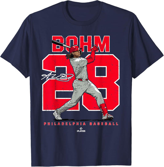 Ballpark MVP Number and Portrait Alec Bohm Philadelphia MLBPA , Small, Black T-Shirt - T-Shirt | Navy
