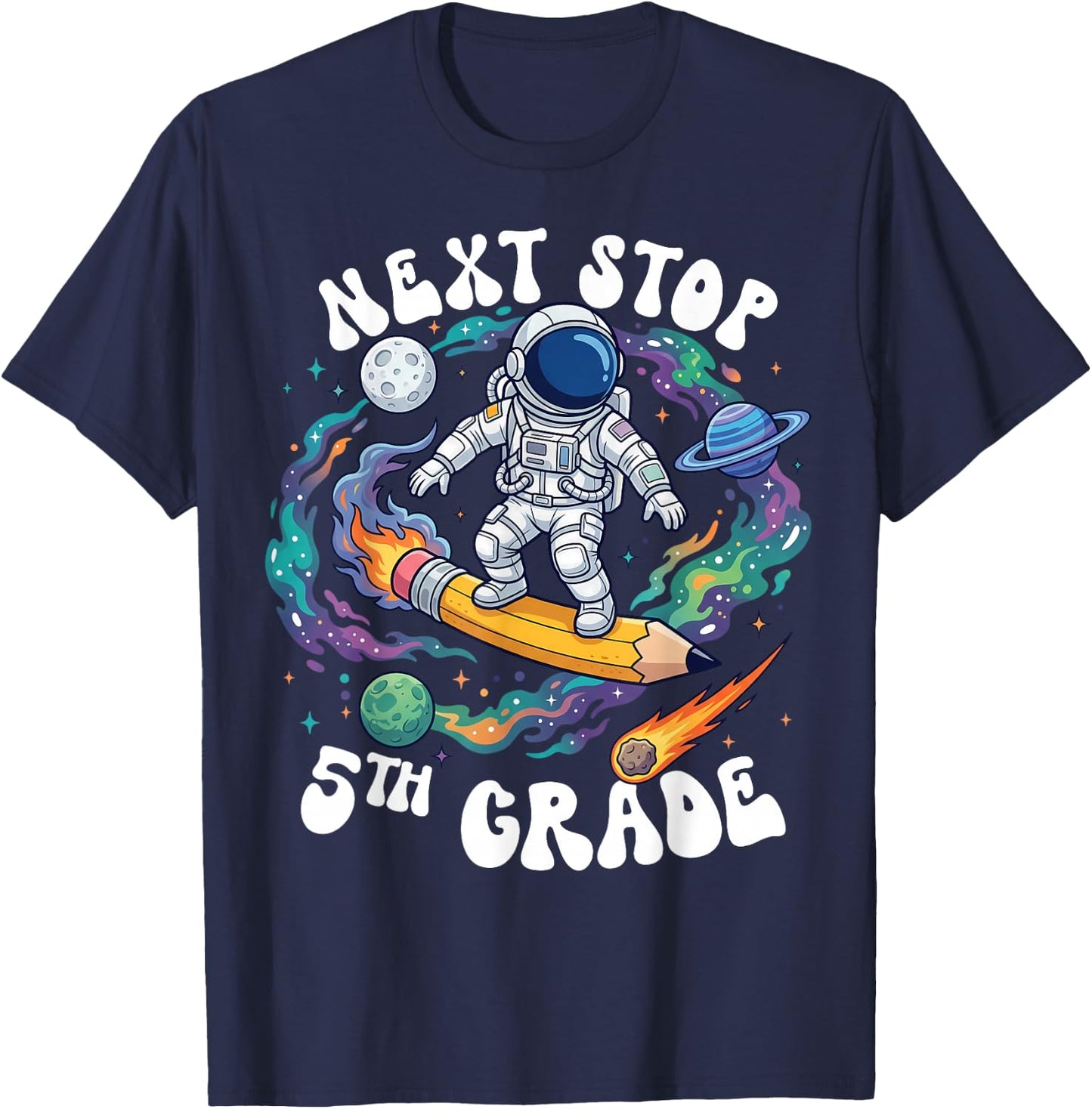 Next Stop 5th Grade School Graduation Astronaut Boy Girl Kid T-Shirt - T-Shirt | Navy