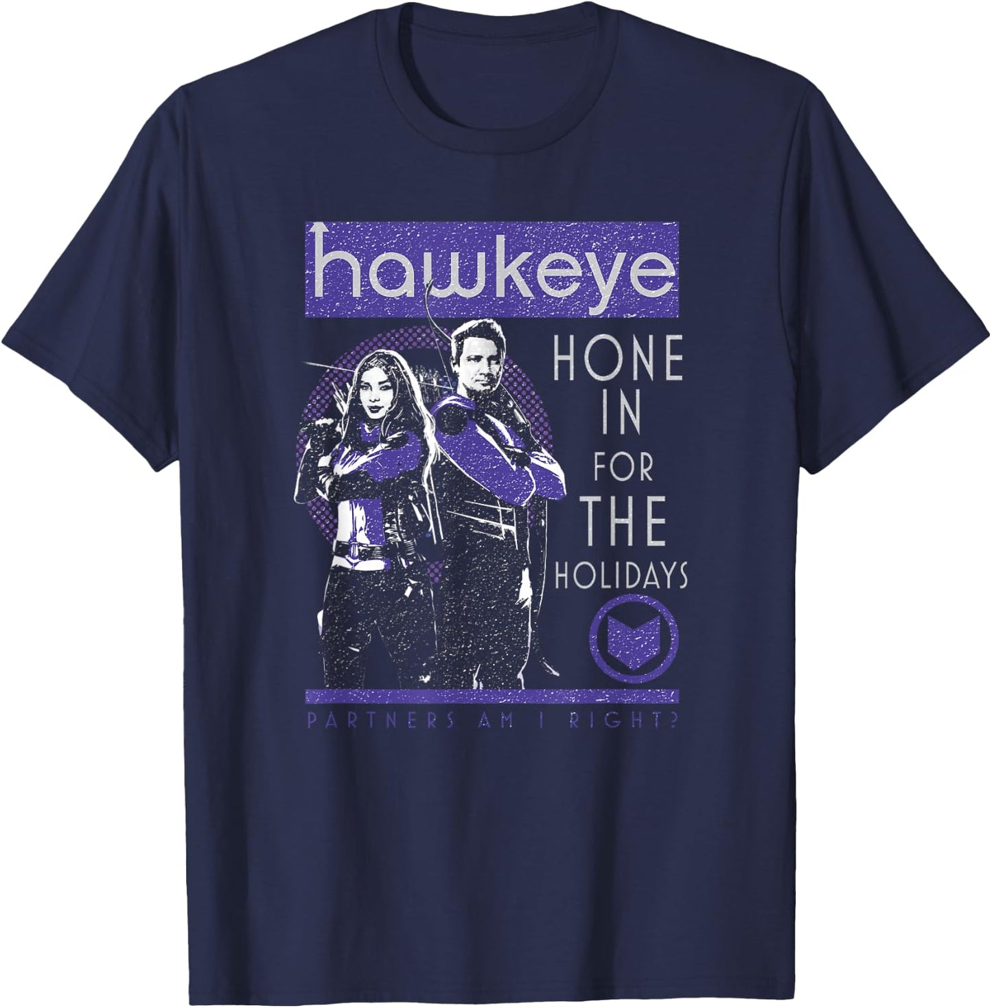 Marvel Hawkeye Hone In For The Holidays Poster T-Shirt - T-Shirt | Navy