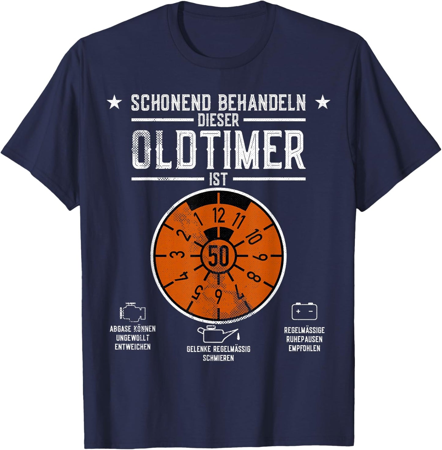 HU Plaque Gentle Treat Oldtimer ist 50th Birthday , black T-Shirt - T-Shirt | Navy