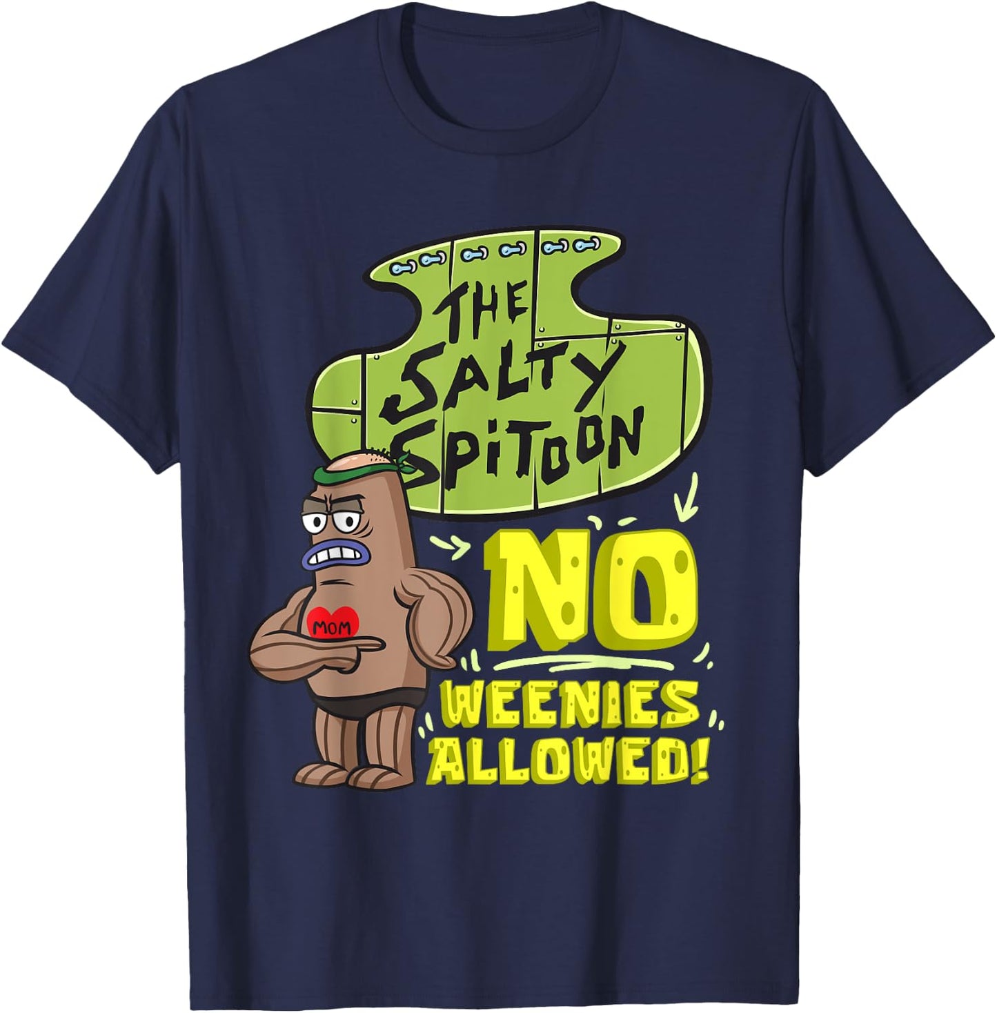 Mademark x SpongeBob SquarePants - Salty Spitoon No Weenies Allowed SpongeBob Gym Bodybuilder T-Shirt - T-Shirt | Navy